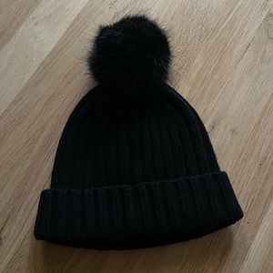 J.Crew Ribbed Pom Pom Hat Black